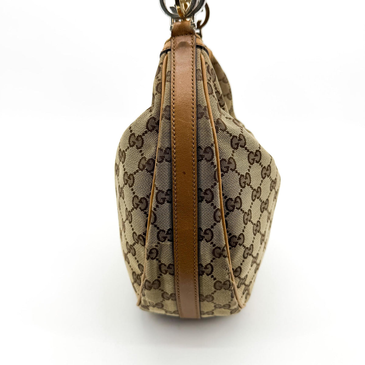 Gucci GG Canvas Charlotte Crossbody Hobo Bag Beige Brown