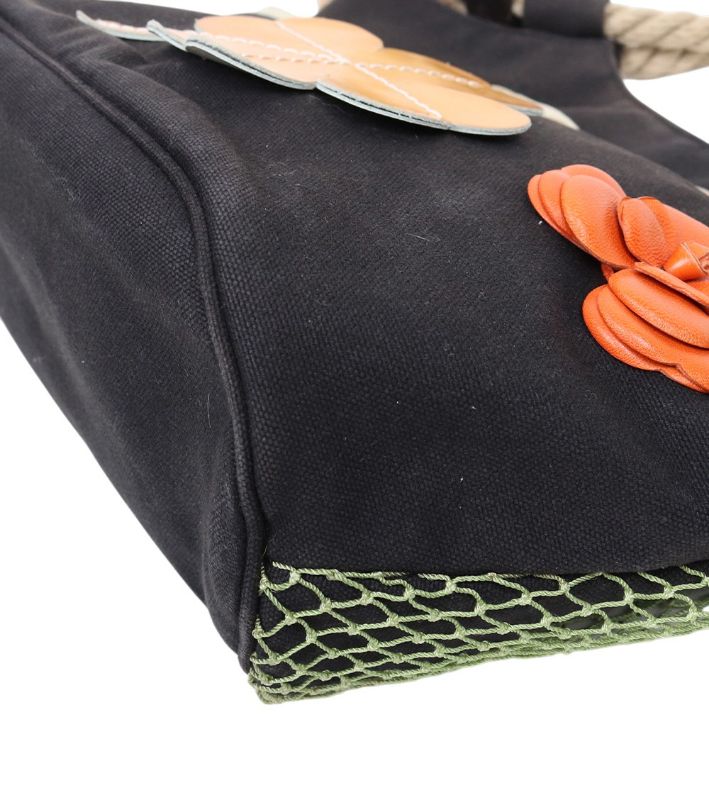 Chanel Black Canvas Flower CC Shoulder Bag