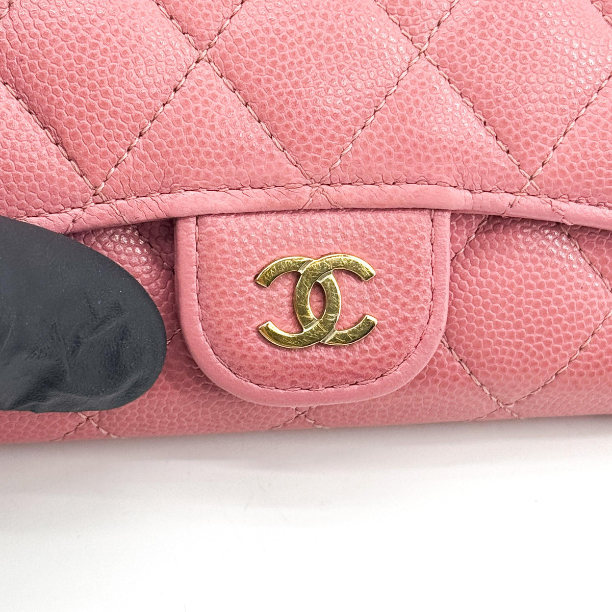 Chanel Classic Flap Card Wallet Caviar Pink Gold Hardware