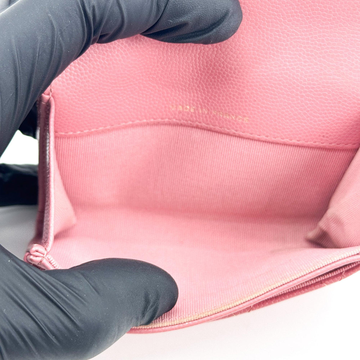 Chanel Classic Flap Card Wallet Caviar Pink Gold Hardware