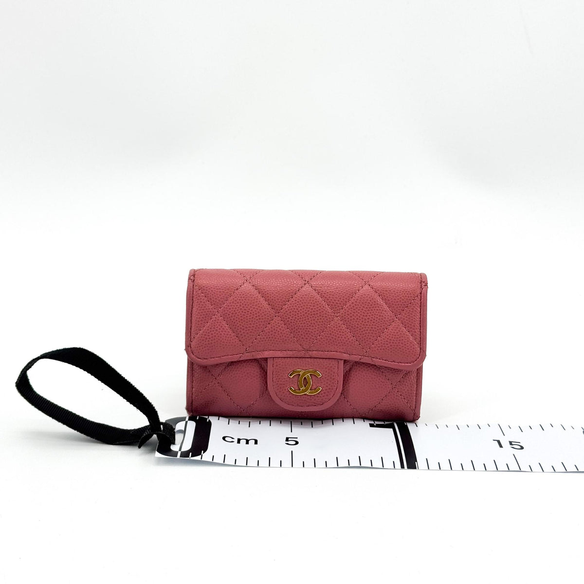 Chanel Classic Flap Card Wallet Caviar Pink Gold Hardware
