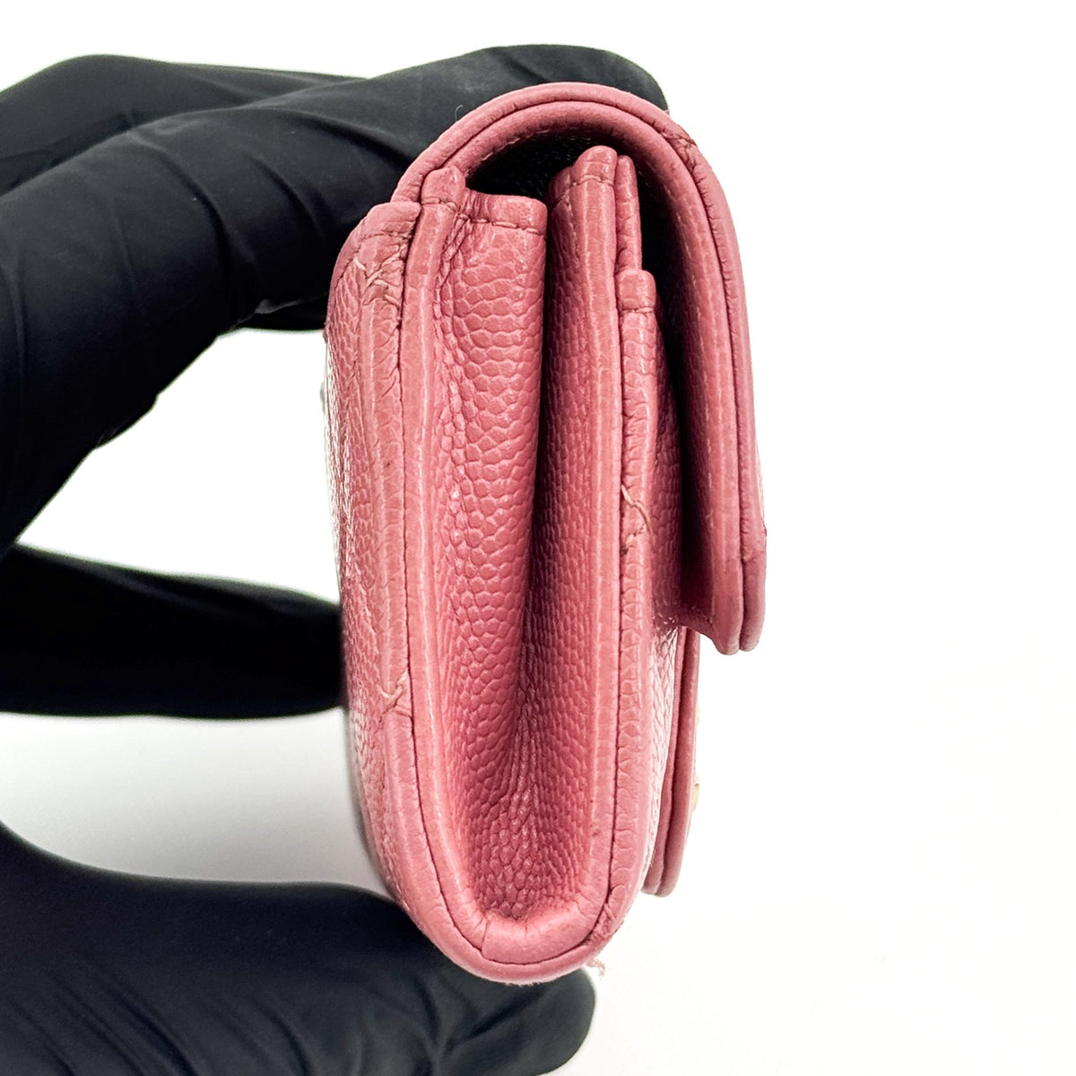 Chanel Classic Flap Card Wallet Caviar Pink Gold Hardware