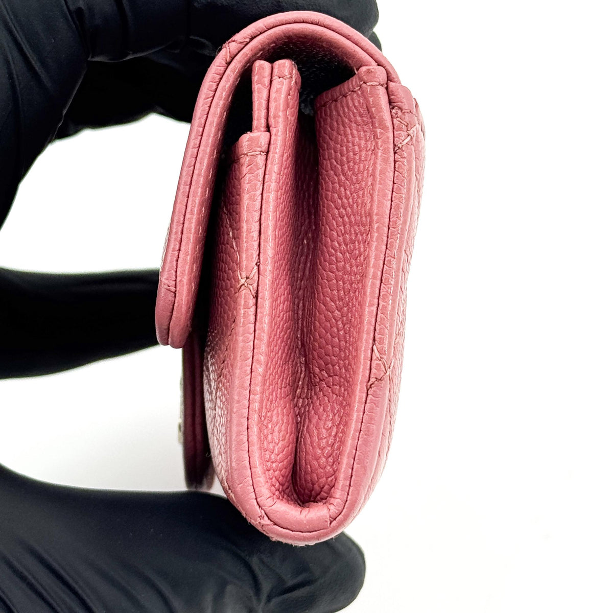 Chanel Classic Flap Card Wallet Caviar Pink Gold Hardware