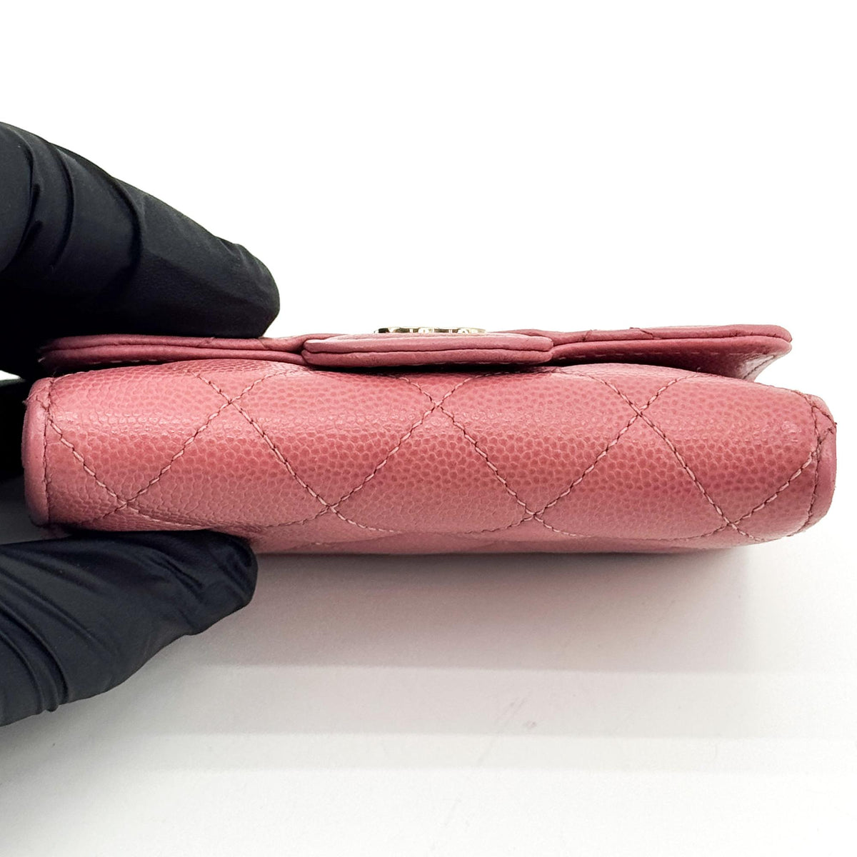 Chanel Classic Flap Card Wallet Caviar Pink Gold Hardware