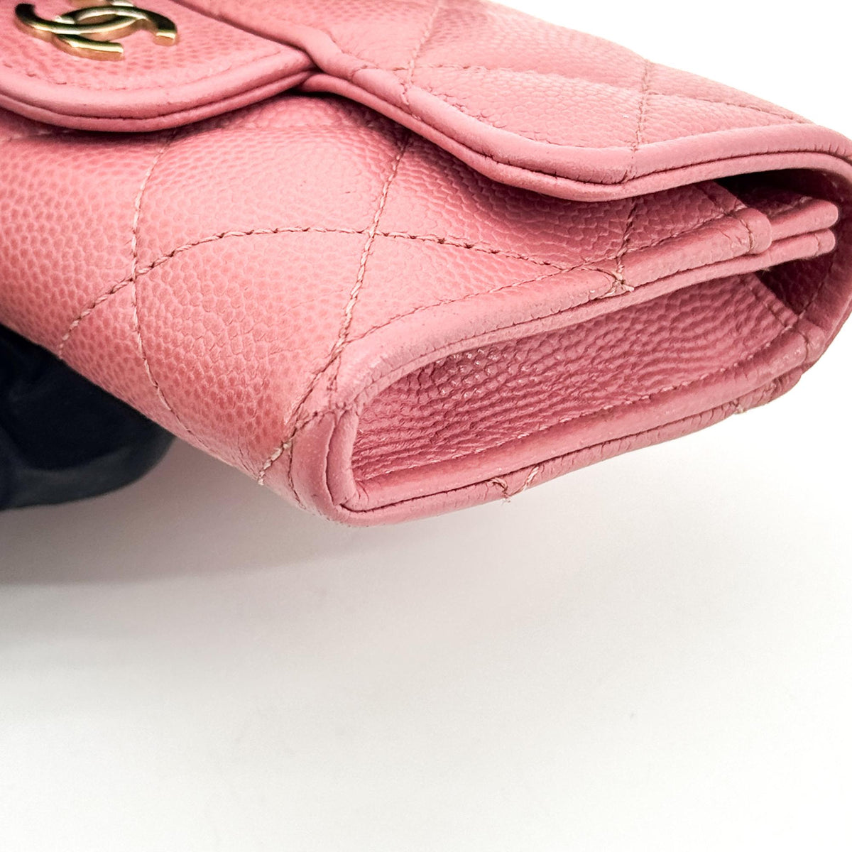 Chanel Classic Flap Card Wallet Caviar Pink Gold Hardware