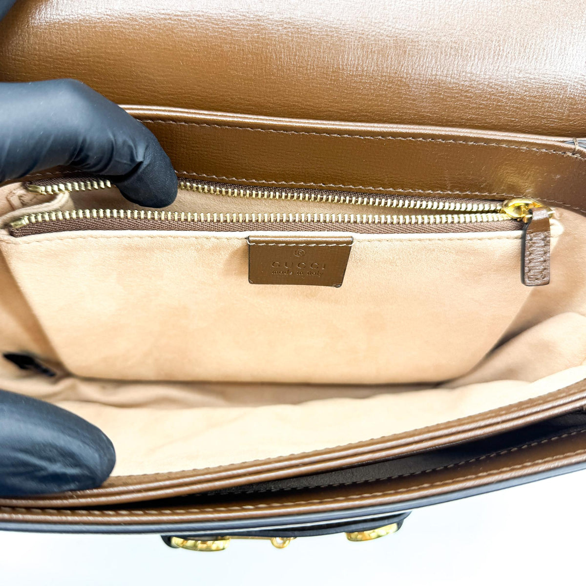 Gucci Horsebit 1955 Mini Crossbody Bag Beige Brown