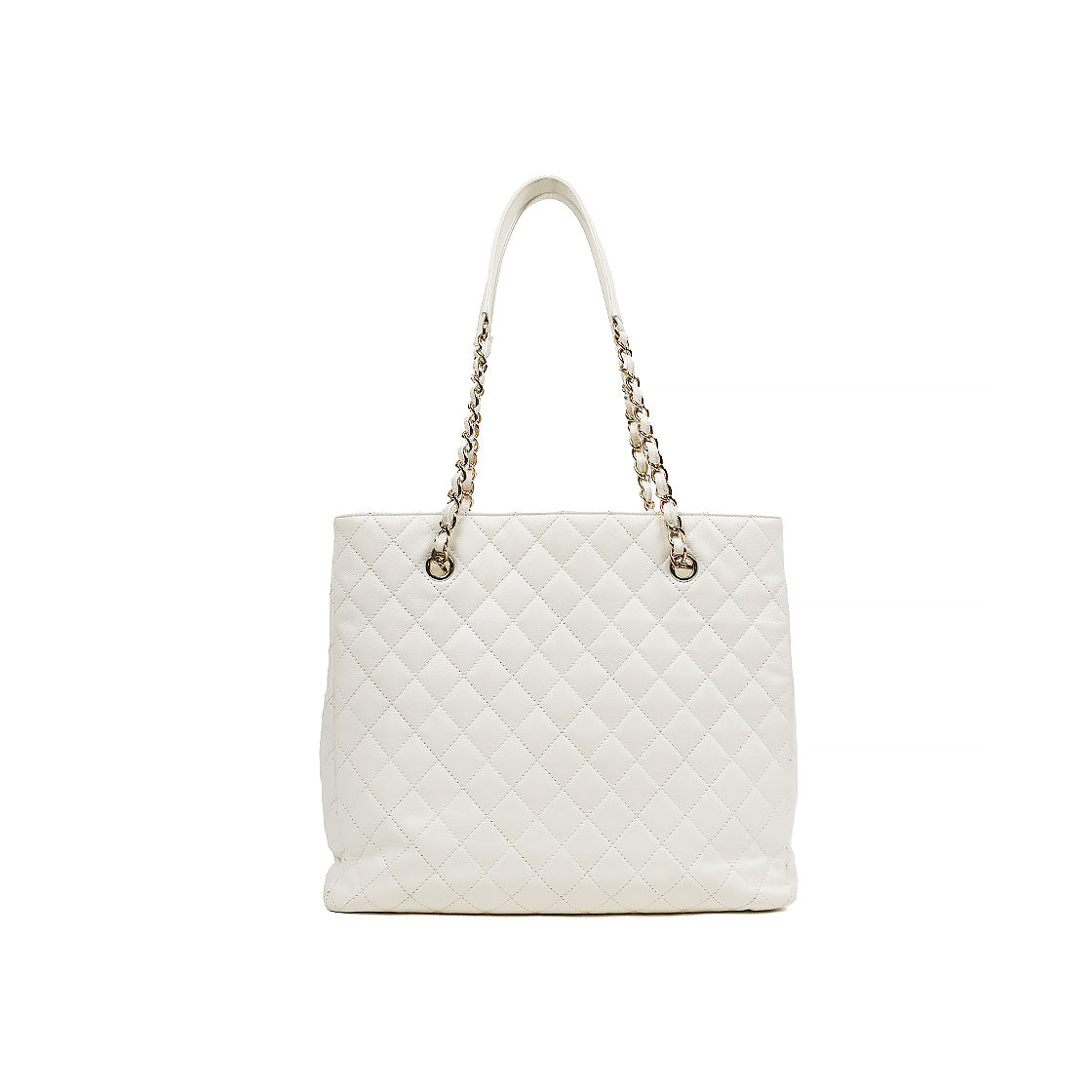 Chanel White Caviar Quilted CC Pocket Chain Shoulder Bag