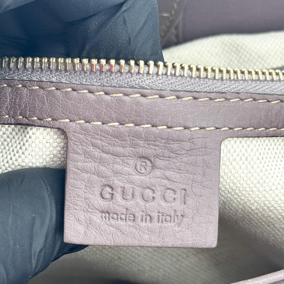 Gucci Cima Mayfair Ribbon Tote Bag Purple Brown