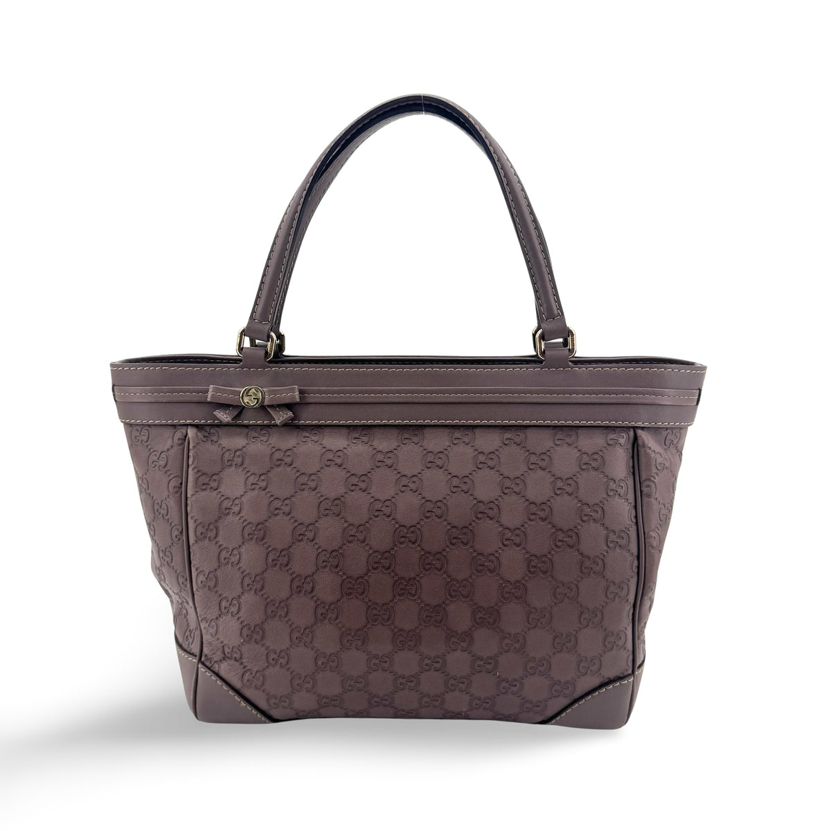 Gucci Cima Mayfair Ribbon Tote Bag Purple Brown
