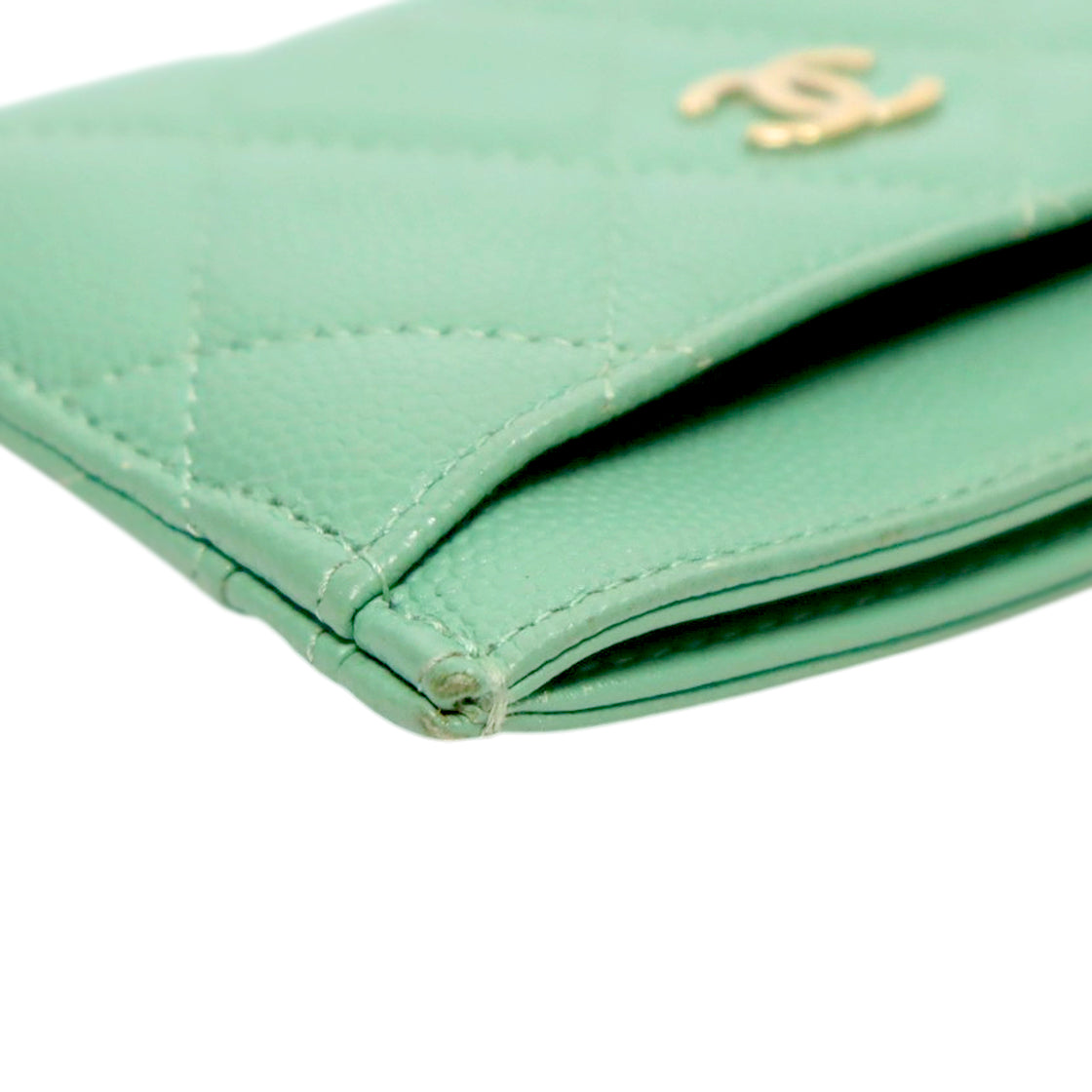 Chanel Green Caviar Skin Card Wallet