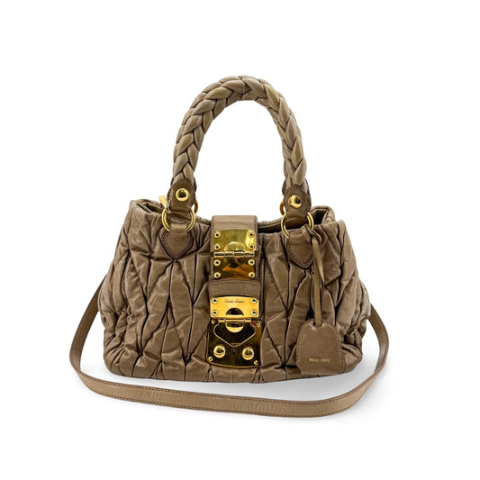 Miu Miu Matelassé Copper Two-Way Shoulder Bag