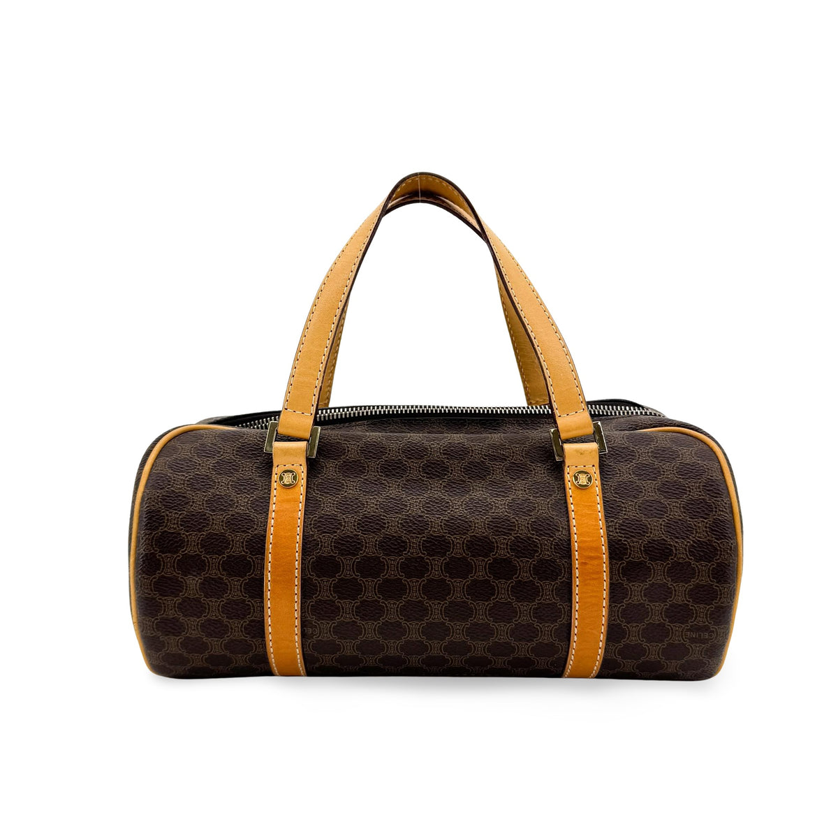 Celine Vintage Macadam Cylinder Handbag Brown