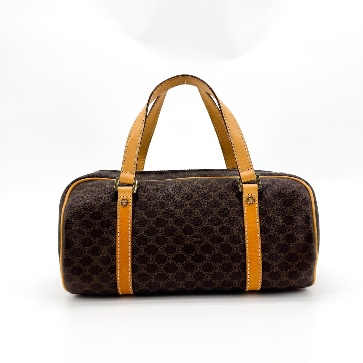Celine Vintage Macadam Cylinder Handbag Brown