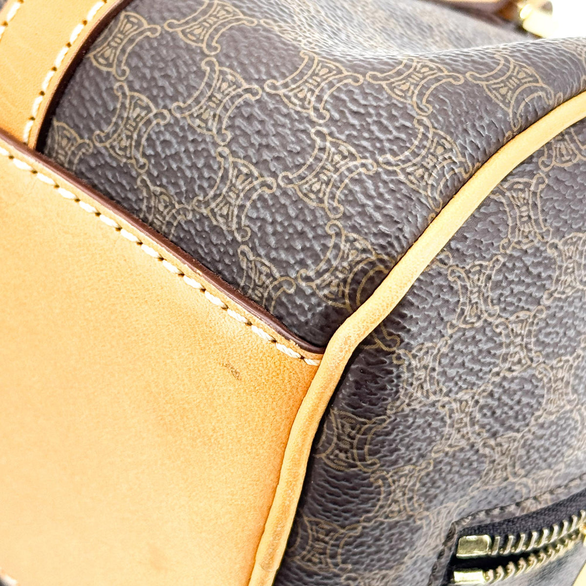 Celine Vintage Macadam Cylinder Handbag Brown