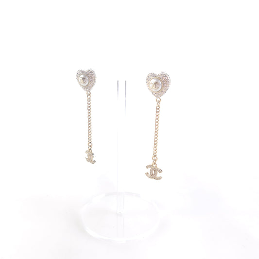 Heart CC Crystal Drop Earrings