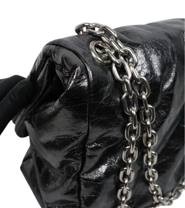 Balenciaga Metallic Black Medium Silver-Plated Monaco Bag