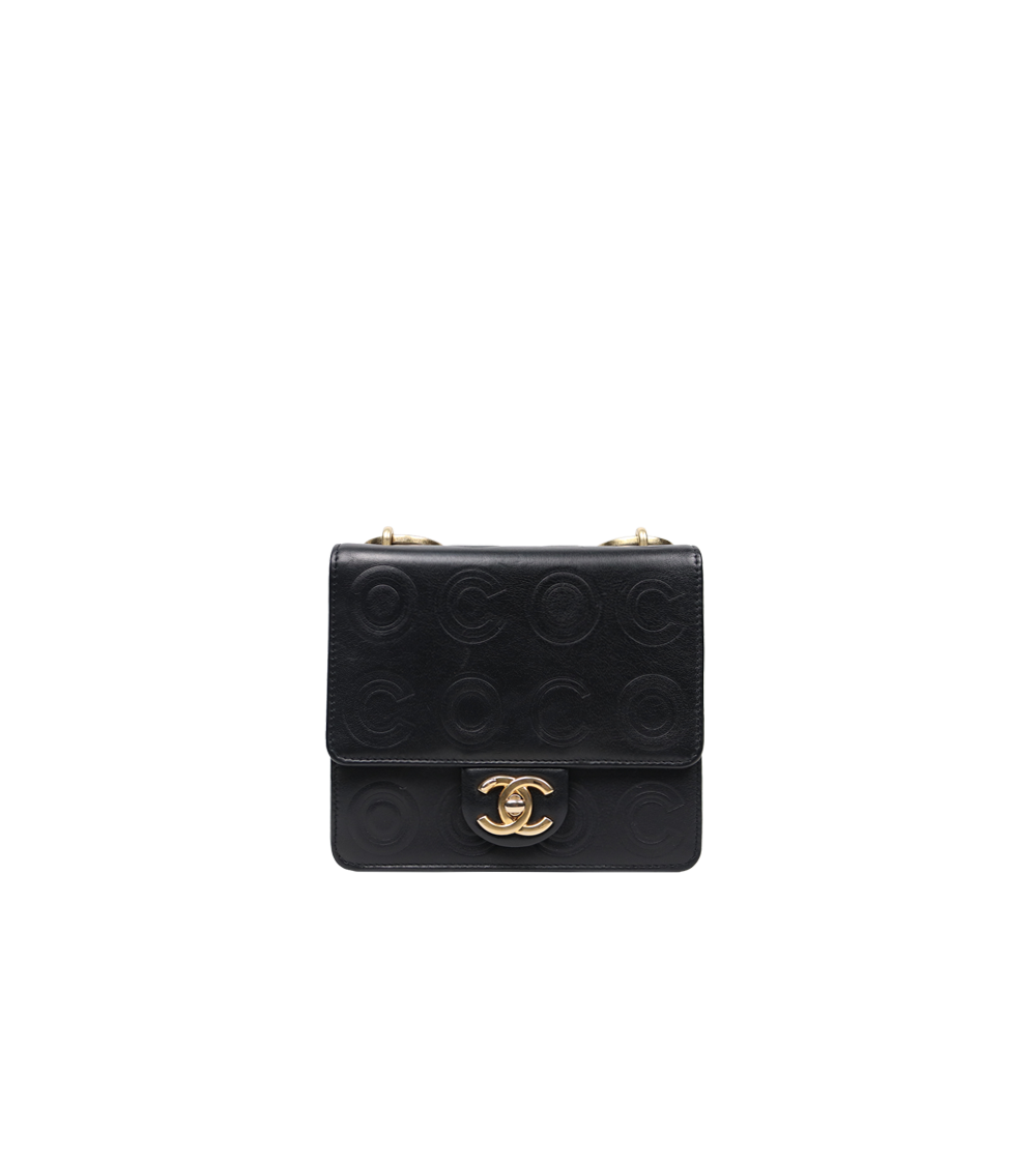 Chanel Black CC Embossed Chain Shoulder Bag