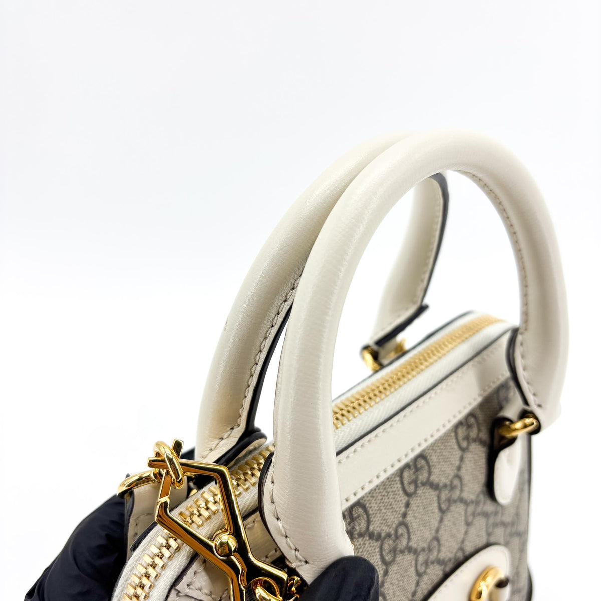 Gucci Horsebit 1955 Mini Top Handle Bag White