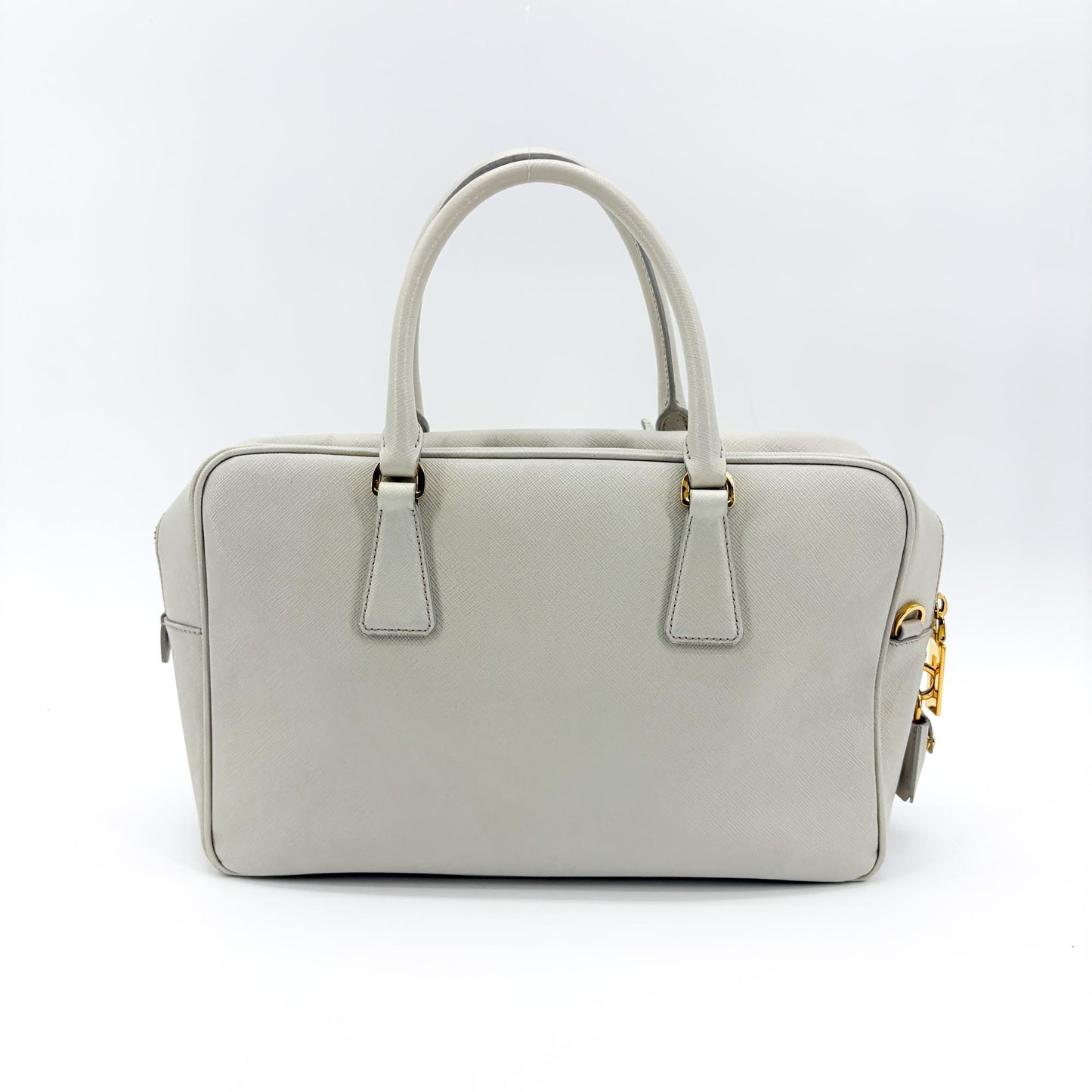 Prada Saffiano Luxe Top Handle Bag Talco White