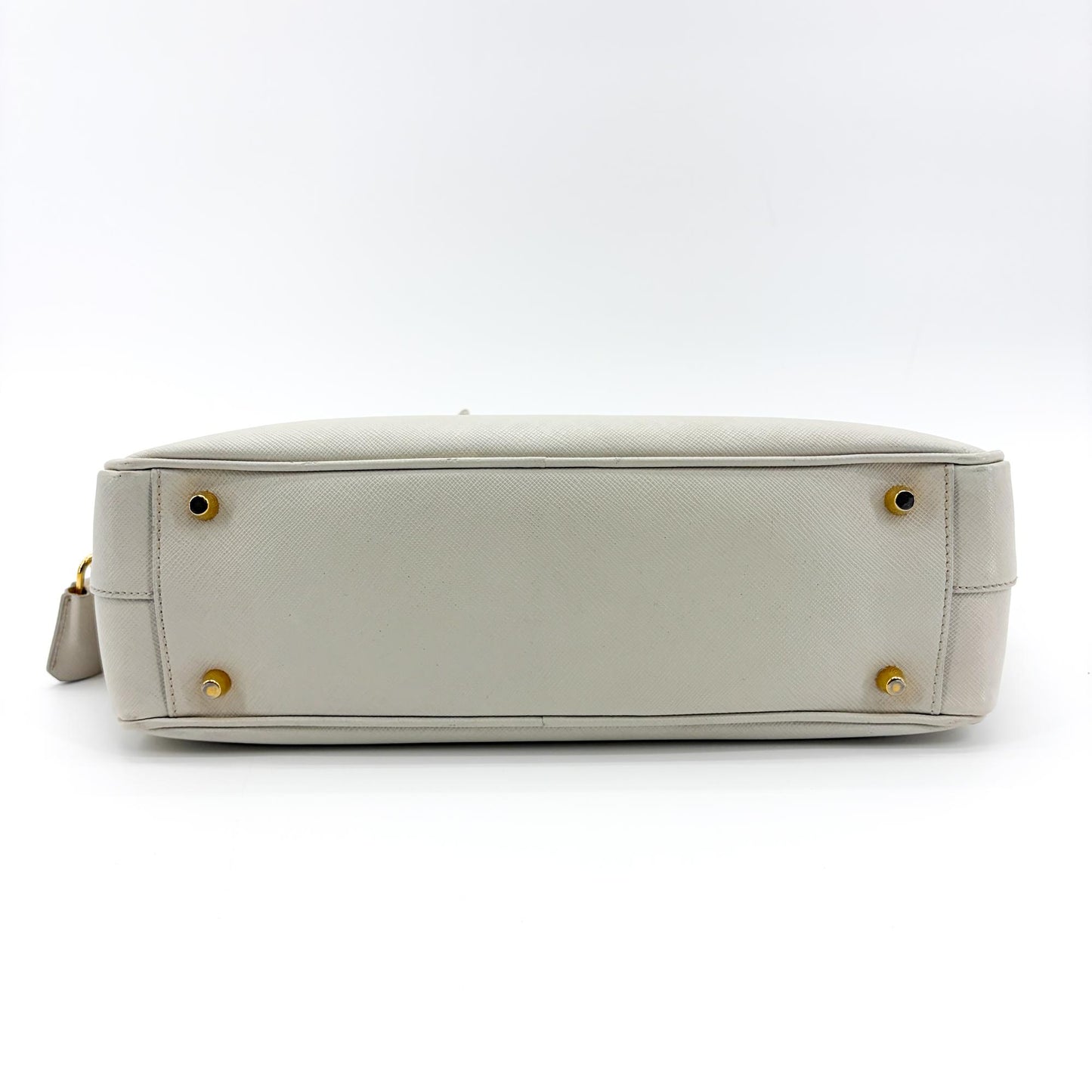 Prada Saffiano Luxe Top Handle Bag Talco White