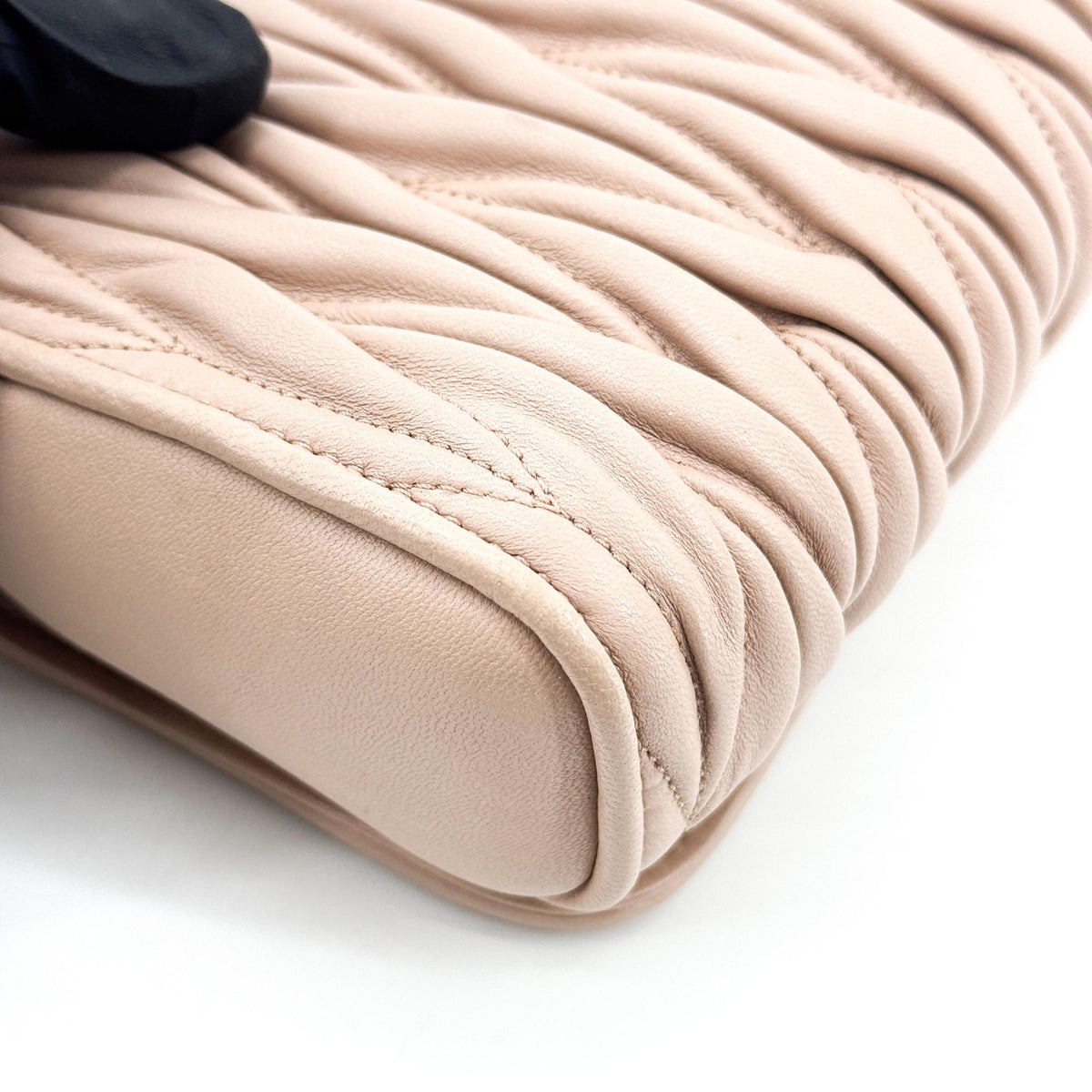 Miu Miu Matelassé Napa Leather Mini Chain Crossbody Bag Beige