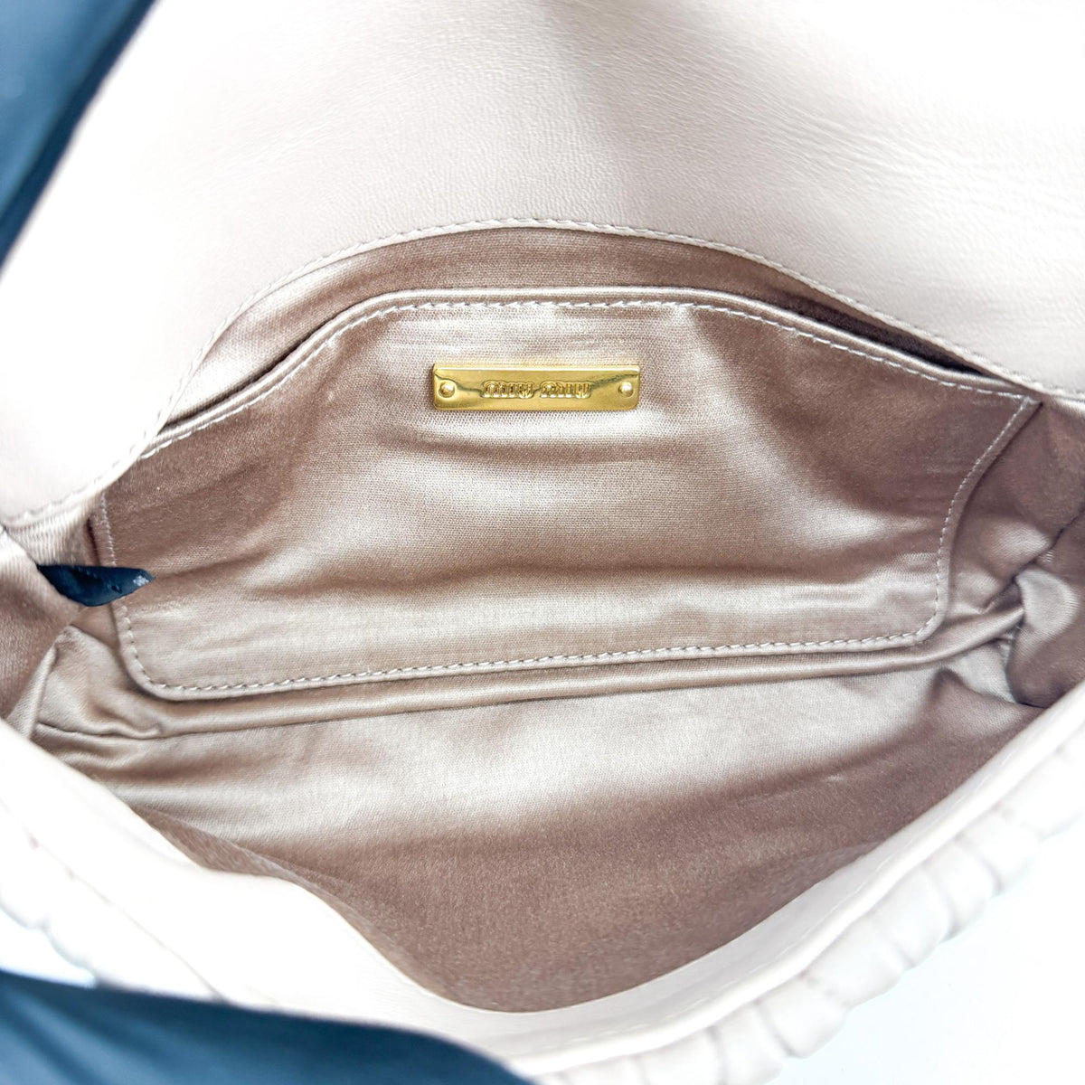 Miu Miu Matelassé Napa Leather Mini Chain Crossbody Bag Beige