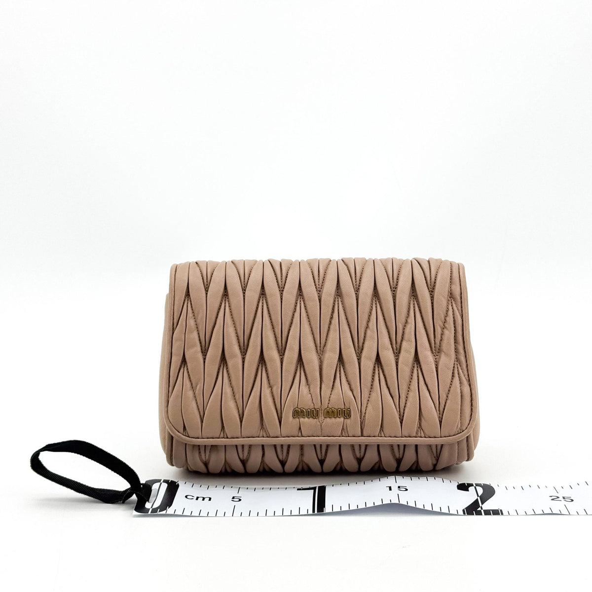 Miu Miu Matelassé Napa Leather Mini Chain Crossbody Bag Beige