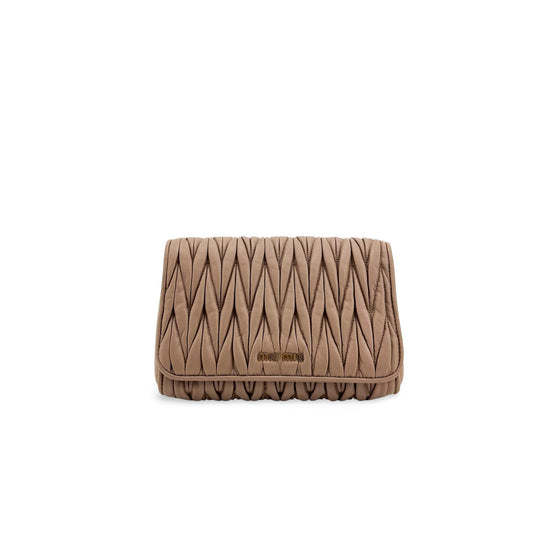 Miu Miu Matelassé Napa Leather Mini Chain Crossbody Bag Beige