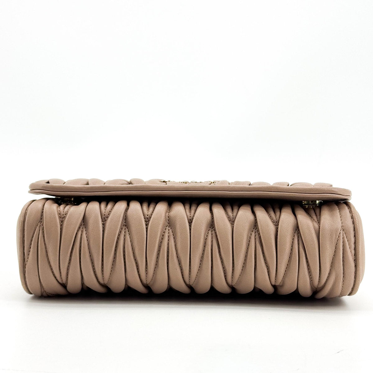 Miu Miu Matelassé Napa Leather Mini Chain Crossbody Bag Beige