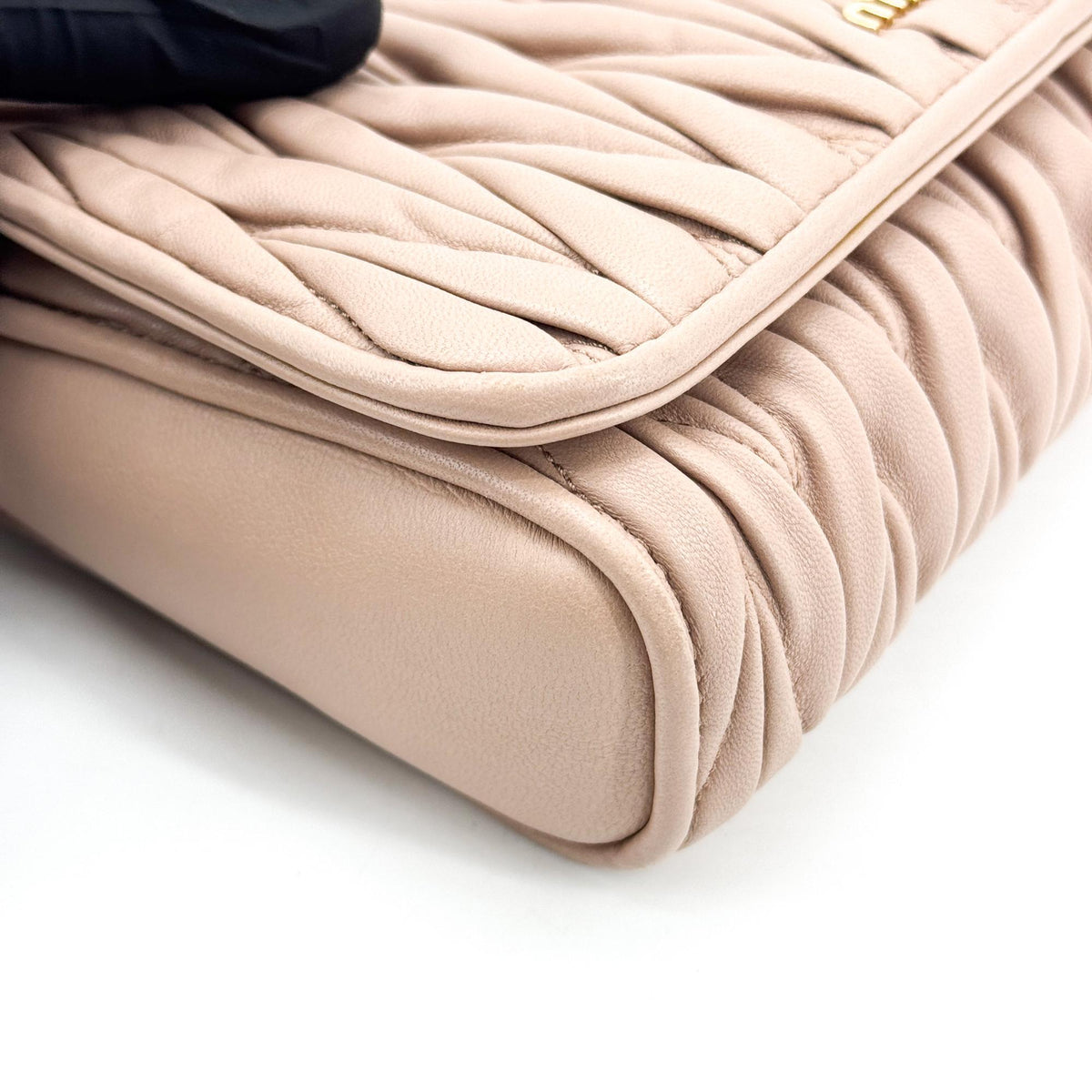 Miu Miu Matelassé Napa Leather Mini Chain Crossbody Bag Beige