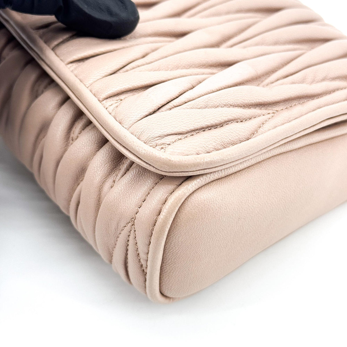 Miu Miu Matelassé Napa Leather Mini Chain Crossbody Bag Beige