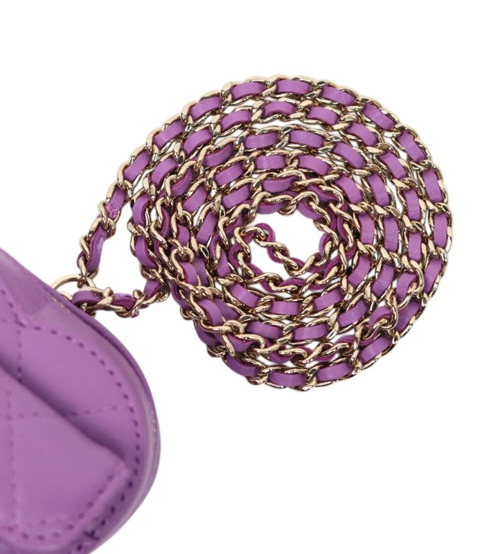 Chanel Purple Lambskin Heart Coin Purse Crossbody Bag