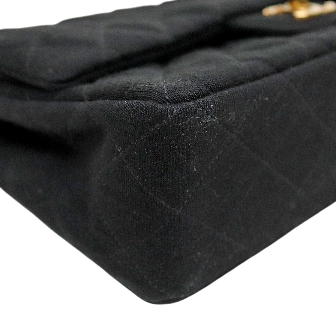 Chanel Black Quilted Fabric CC Flap Chain Shoulder Bag