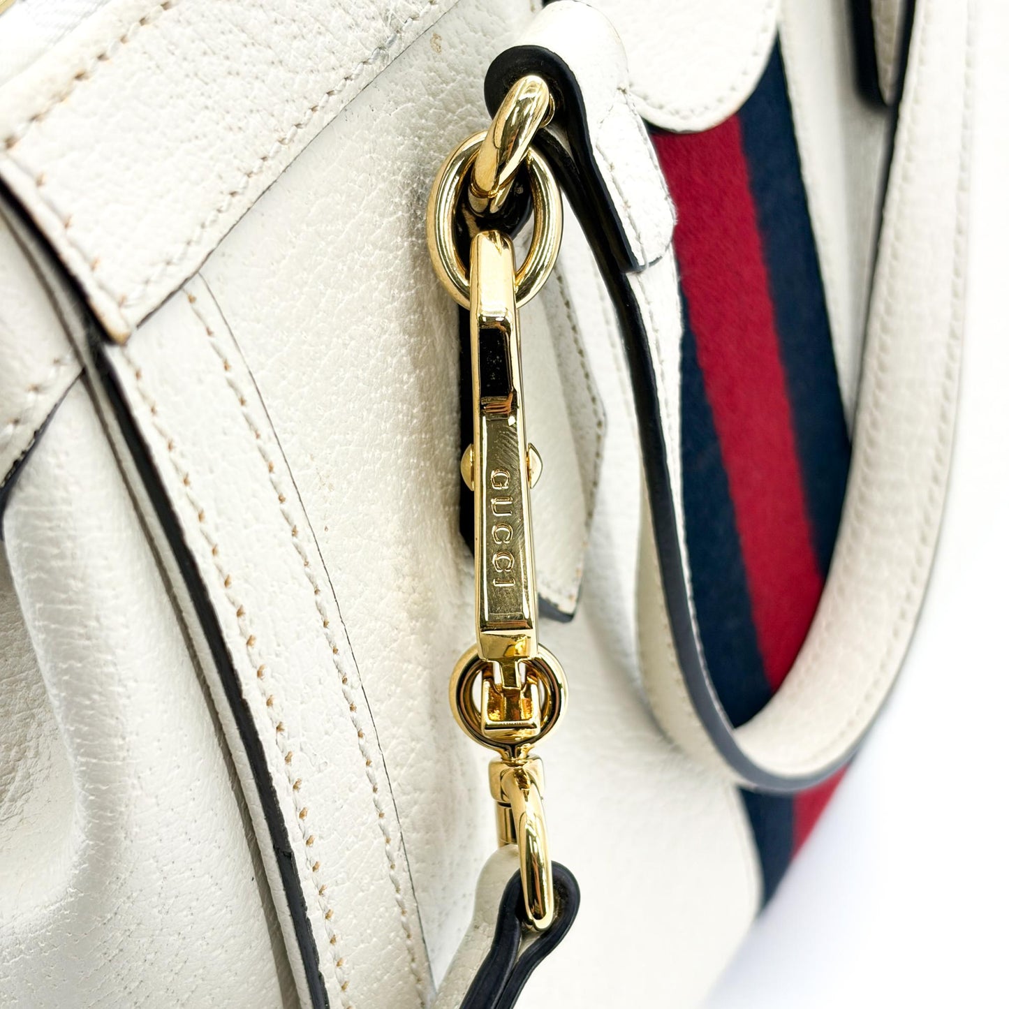 Gucci Ophidia Small Top Handle Bag White Leather