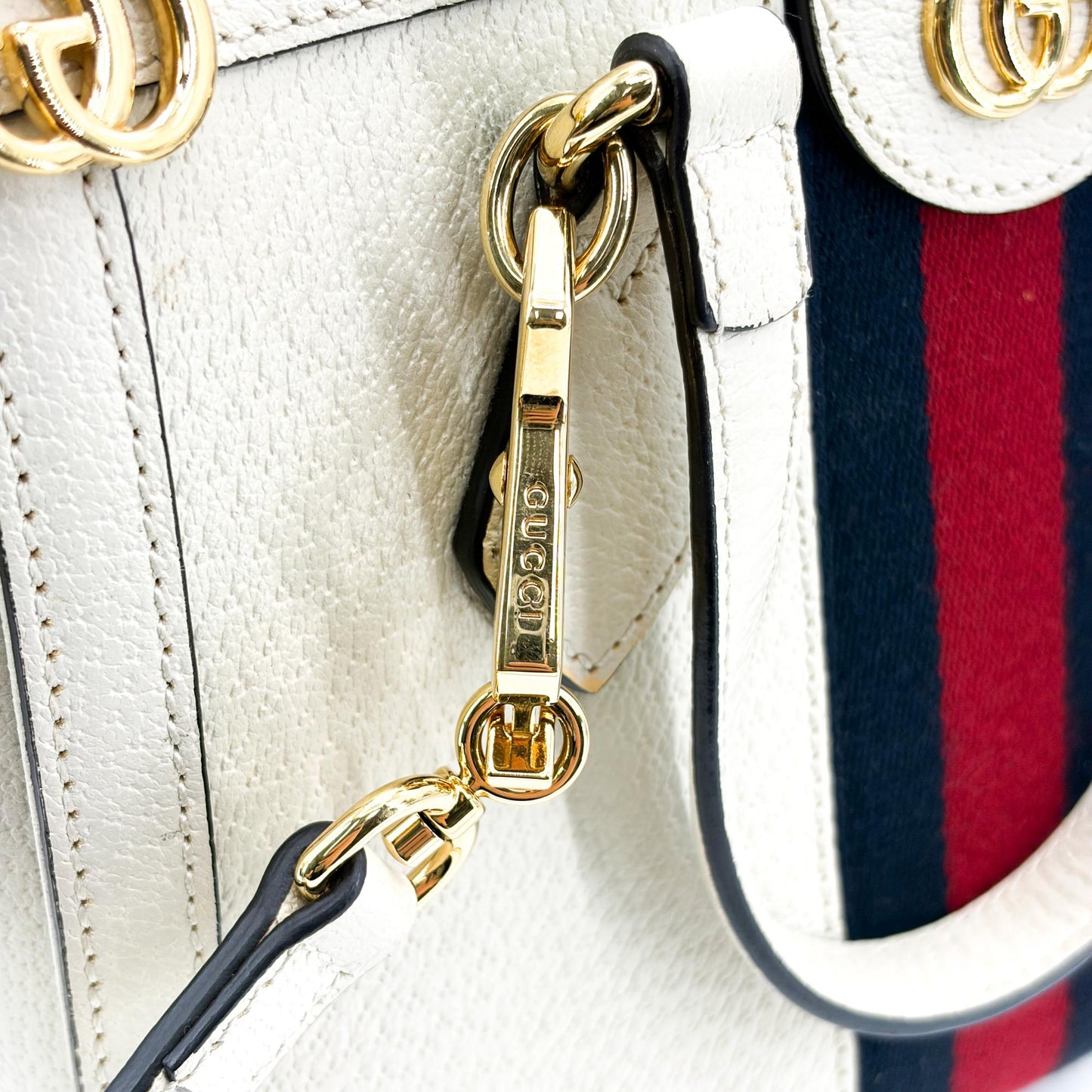 Gucci Ophidia Small Top Handle Bag White Leather