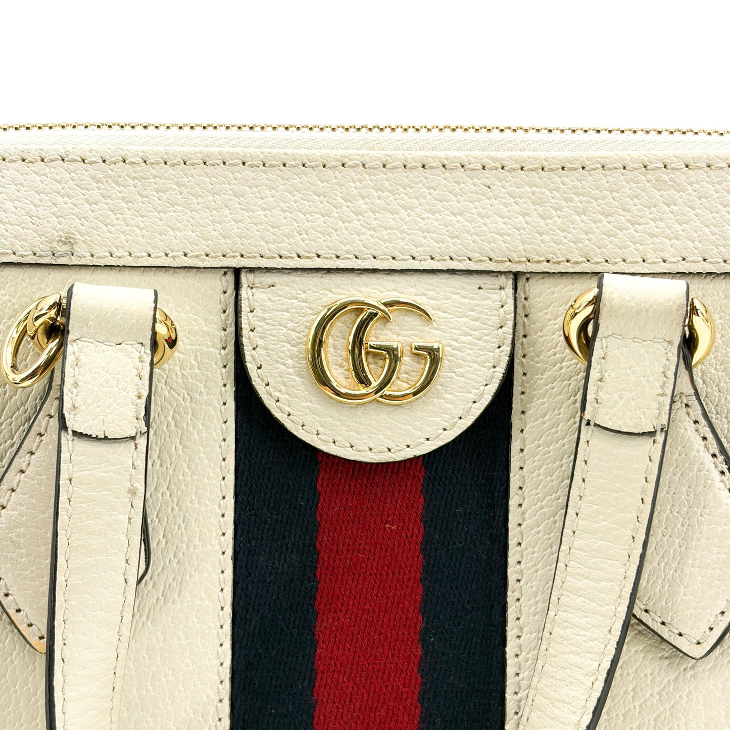 Gucci Ophidia Small Top Handle Bag White Leather