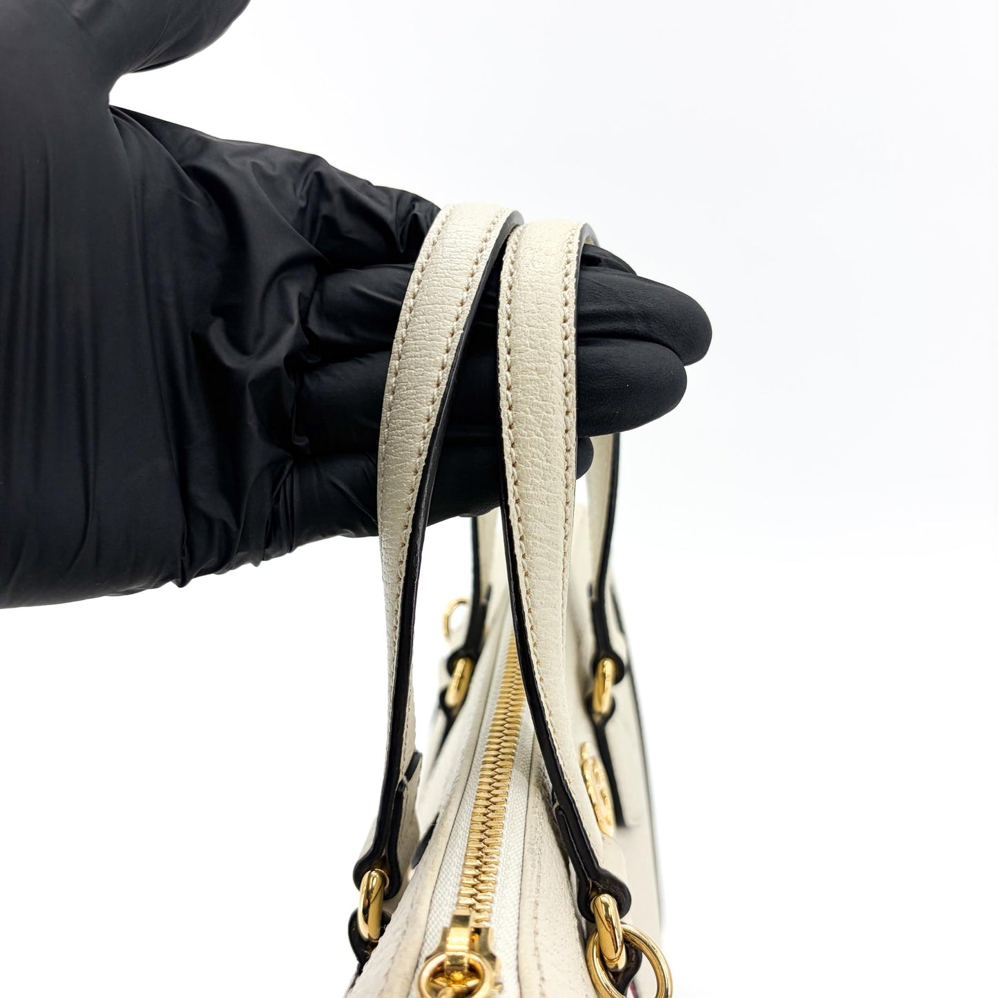 Gucci Ophidia Small Top Handle Bag White Leather