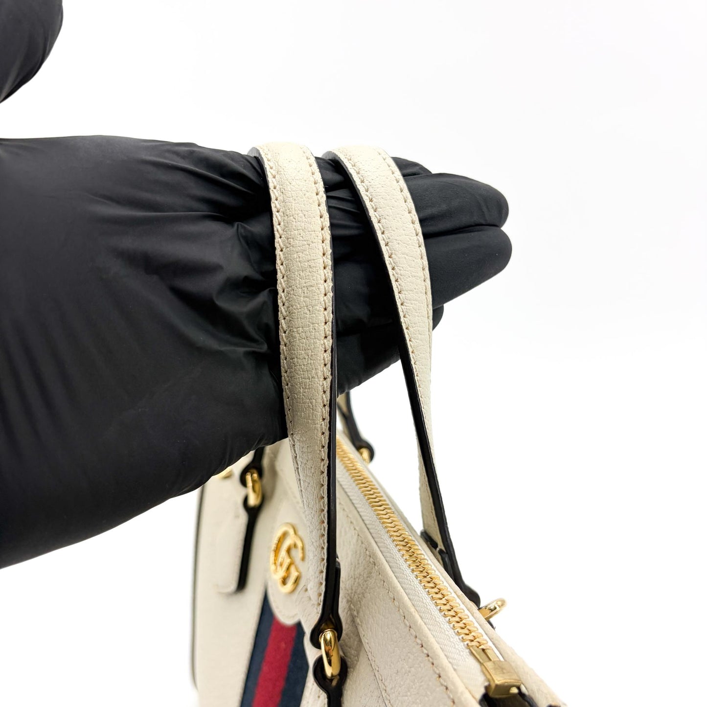 Gucci Ophidia Small Top Handle Bag White Leather