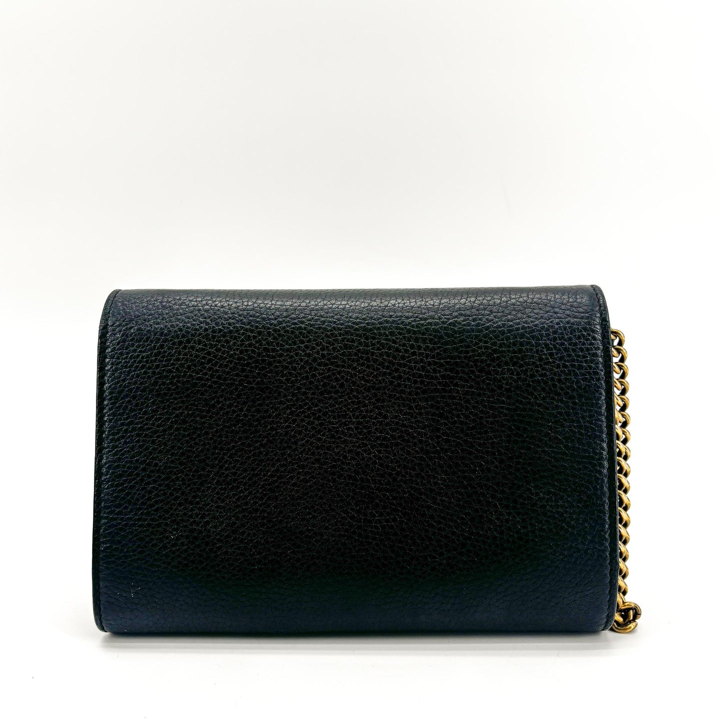 Gucci GG Marmont Textured Leather Chain Wallet Black