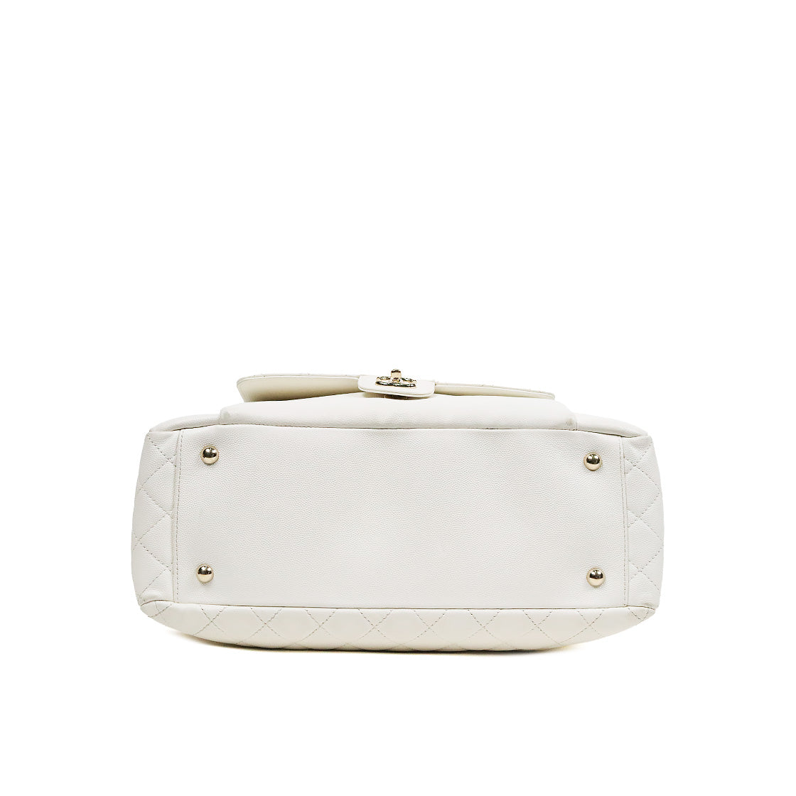 Chanel White Caviar Quilted CC Pocket Chain Shoulder Bag