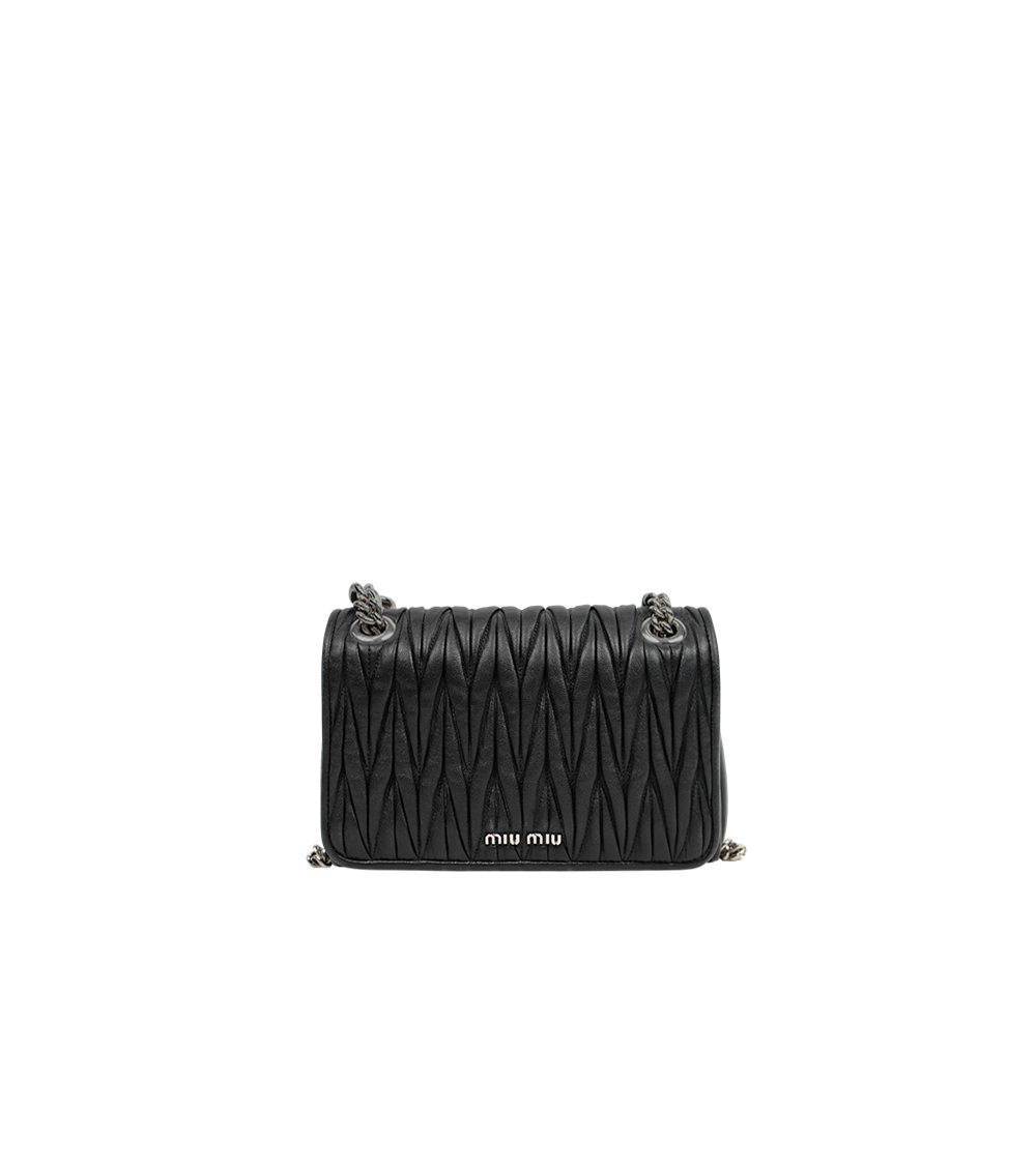 Miu Miu Black Matelassé Chain Shoulder Bag