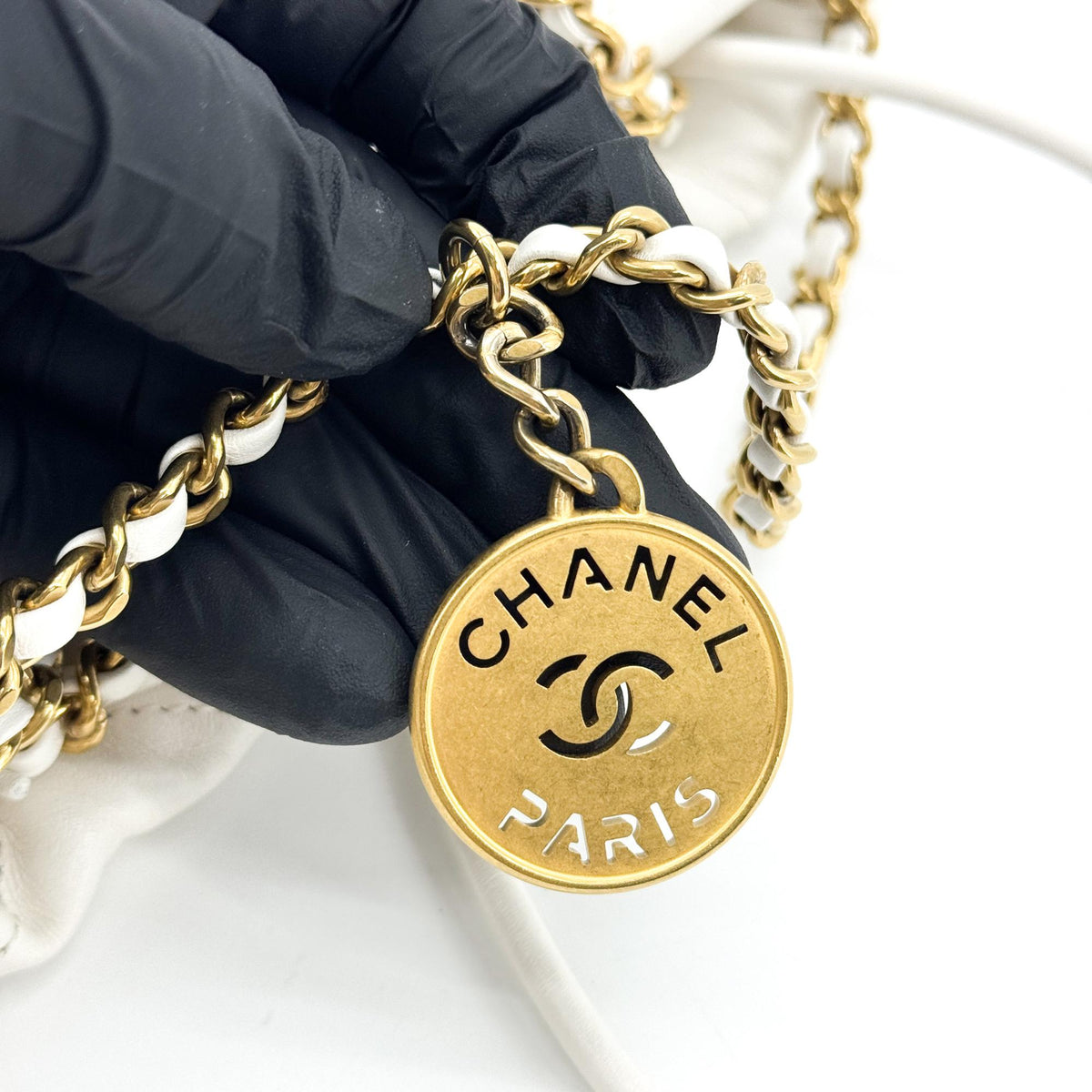 Chanel 22 Mini Clutch White Gold Hardware