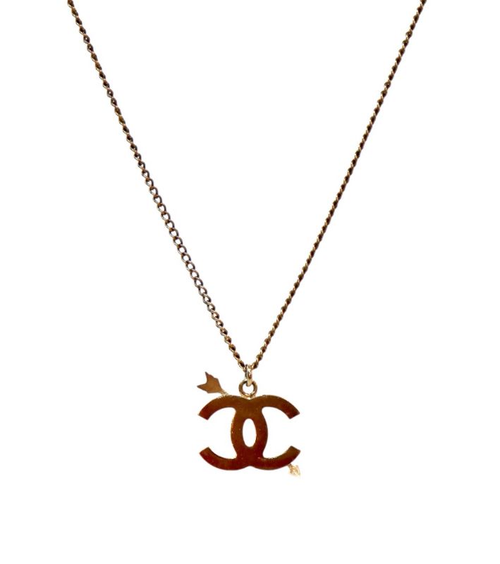 Chanel Beige Cupid CC Gold Necklace