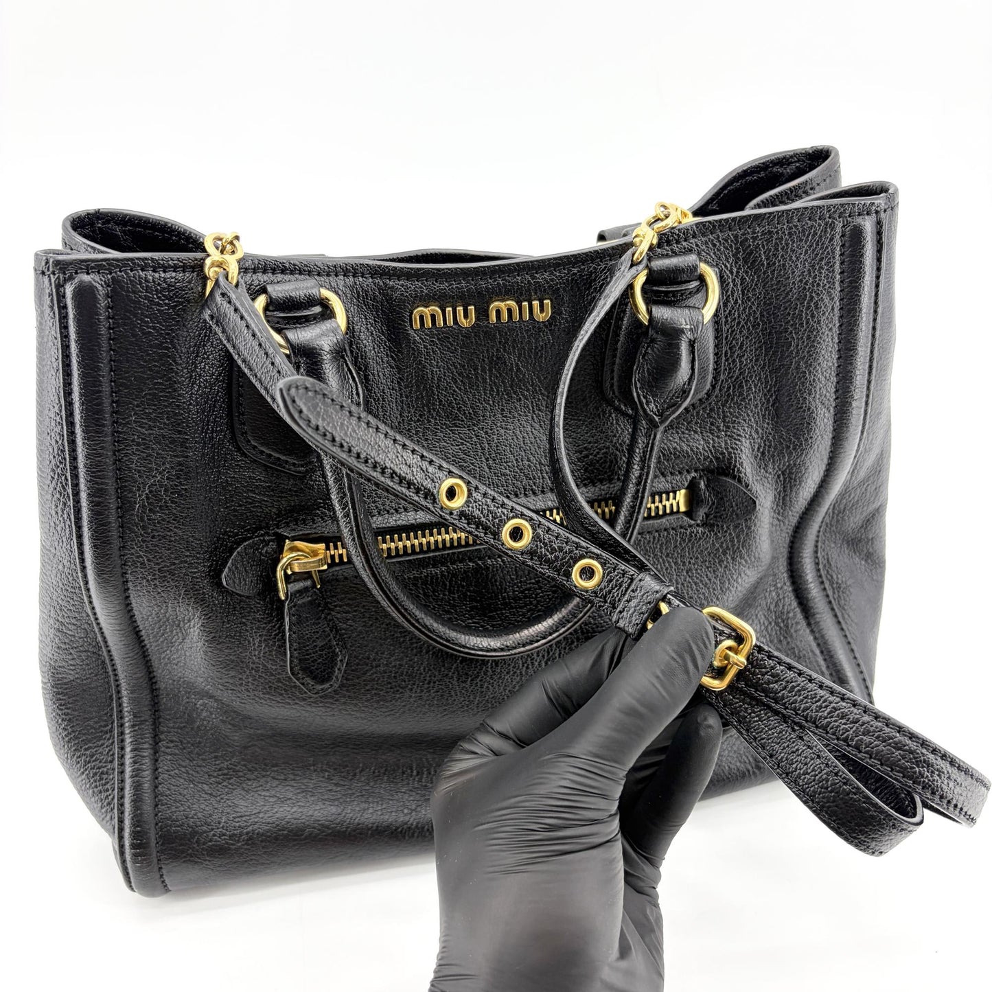 Miu Miu Vitello Fenix 2-Way Tote Bag Black
