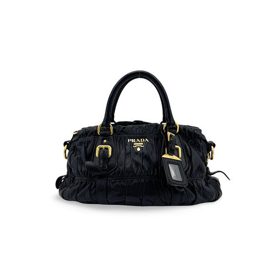 Prada Napa Gaufré Handbag Black Gold Hardware