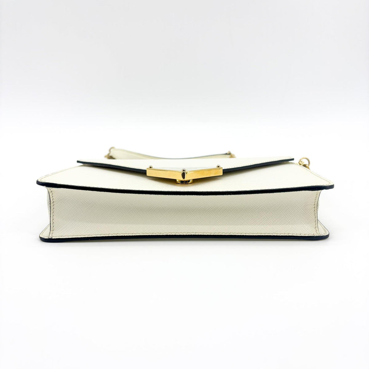 Sac à bandoulière Prada Saffiano Embelope Chain Blanc