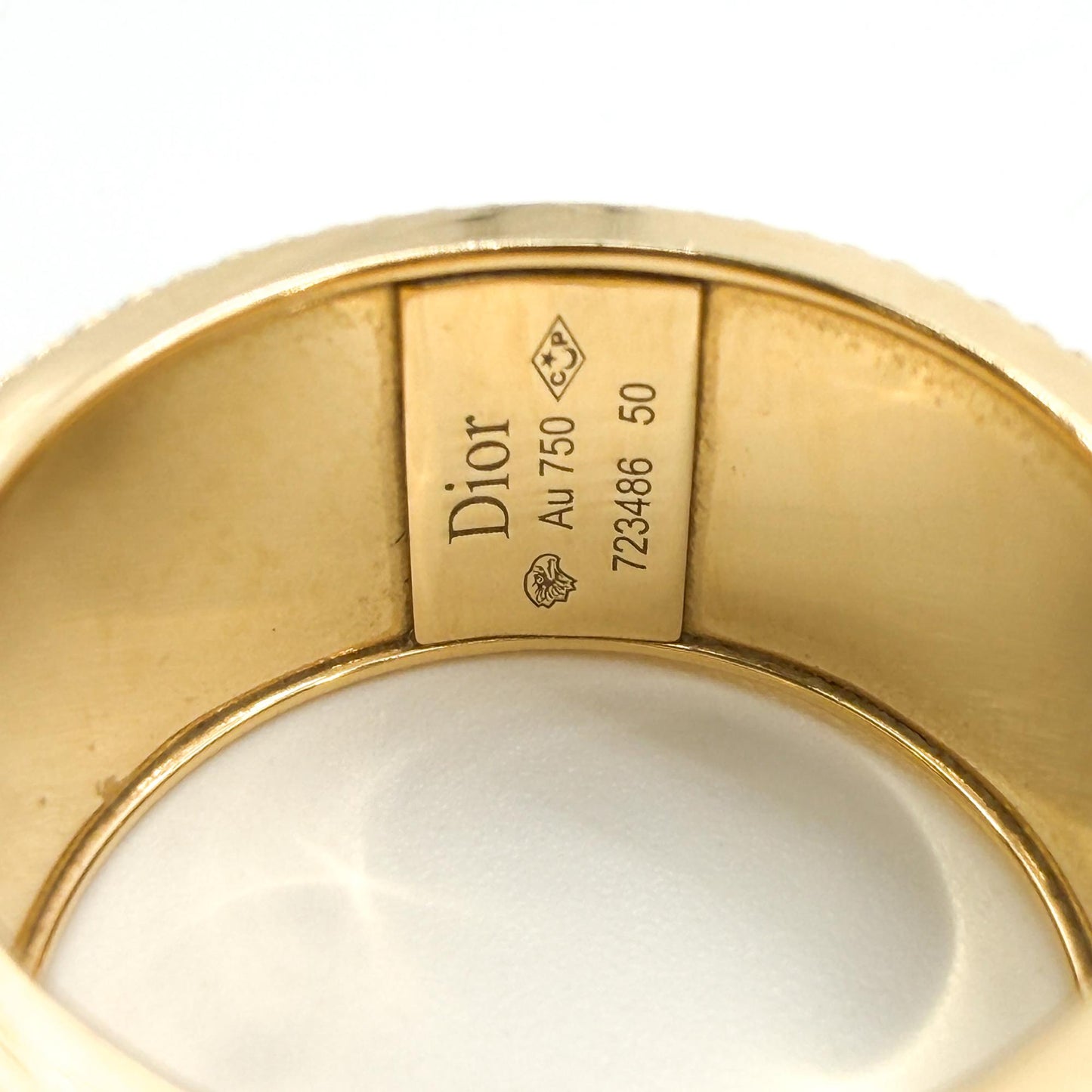 Christian Dior 18K Yellow Gold Black Enamel Braided Ring Size 12