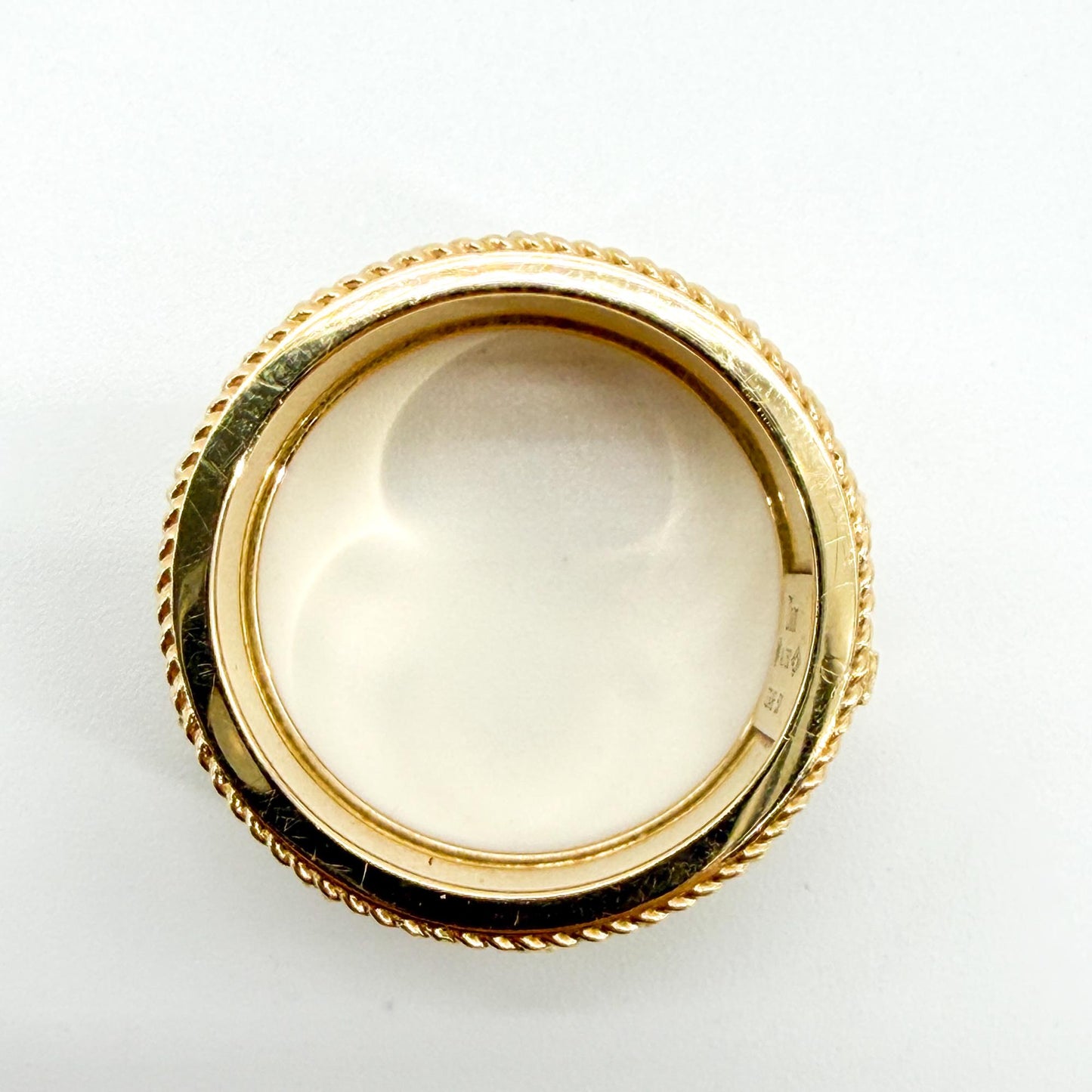 Christian Dior 18K Yellow Gold Black Enamel Braided Ring Size 12