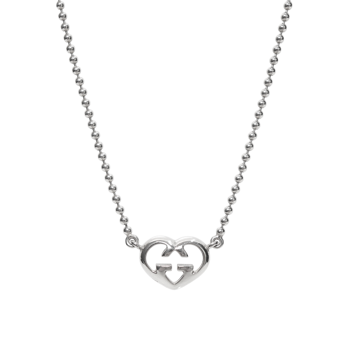 Gucci Heart Interlocking G Silver Necklace