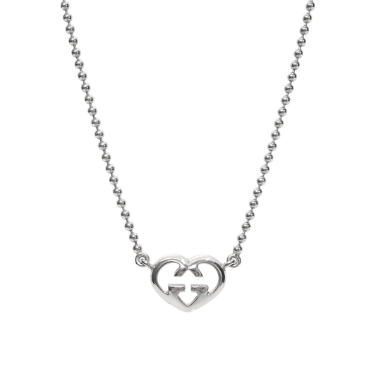 Gucci Heart Interlocking G Silver Necklace